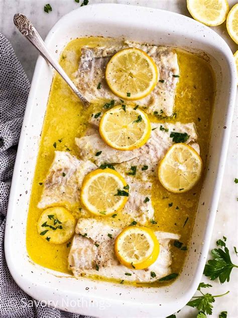 Garlic Butter Lemon Baked Cod Recipe Savory Nothings
