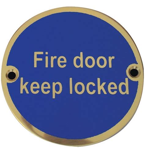 Polished Brass 76mm Dia Circular Fire Door Keep Locked