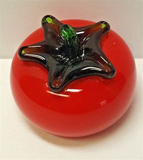 2 12 Vintage Hand Blown Art Glass Tomato Paperweight Murano Style