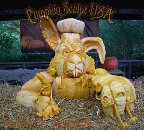 Chef Frankenbunny Pumpkin Scuplture By Sue Beatrice And Andy Gertler