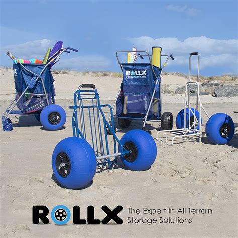Folding Beach Cart With Balloon Wheels 12 Inch Large Wheels Blue