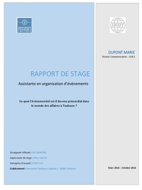 Exemple De Page De Garde Dun Rapport De Stage 3eme Financial Report