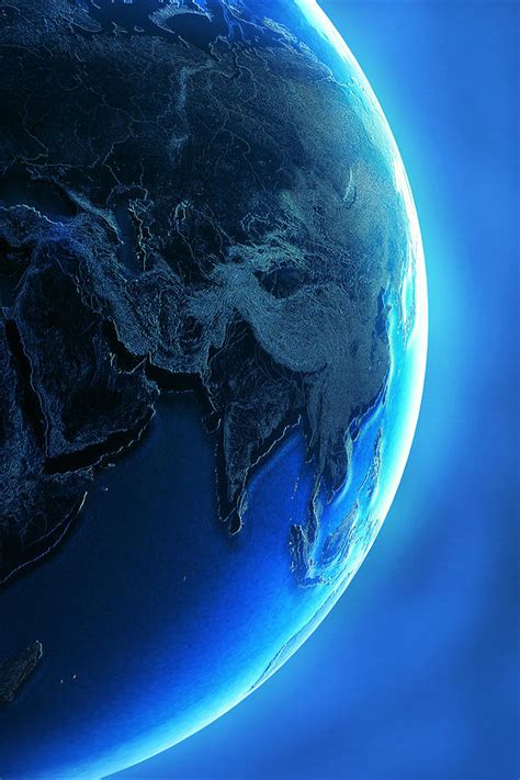 Glowing Earth Over Blue Background Photograph by Fanatic Studio / Science Photo Library