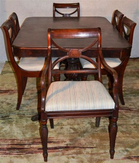 Mahogany Federal Style Double Pedestal Dining Room Table And