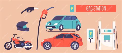 Premium Vector Set Of Icons Depicting Gas Station Items Including