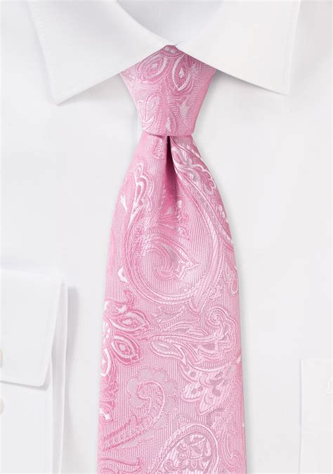 Carnation Pink Paisley Tie In XL Cheap Neckties Com