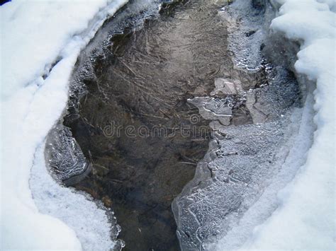 Ice Covered Creek Stock Photo Image Of Water Covered 84615624