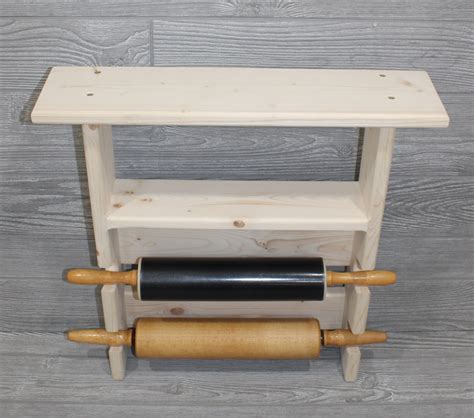 Rolling Pin Rack With Double Shelves Multiple Rolling Pin Etsy