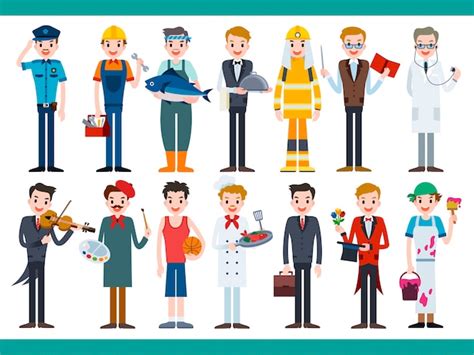 Premium Vector Different Career Set Lovely Characters In All Kinds