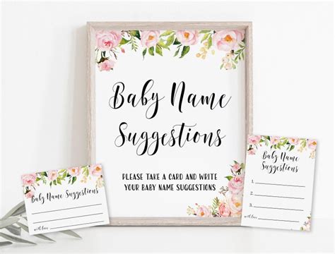 Baby Name Suggestion Sign Baby Name Suggestions Cards Etsy