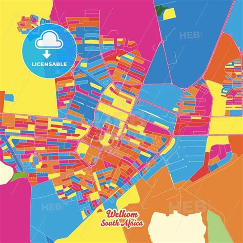 Welkom South Africa Crazy Colorful Map Print Template In 2022