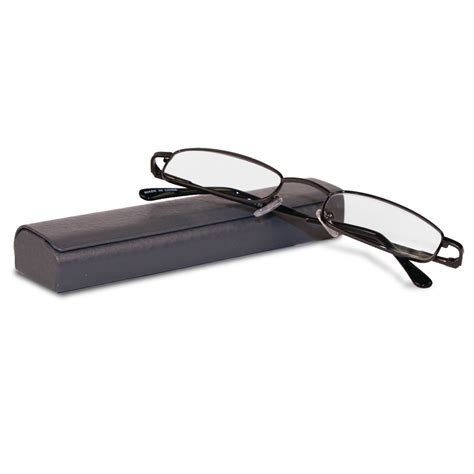 urban boundaries classic spring hinged reading glasses with leather case gray 1 00x amazon