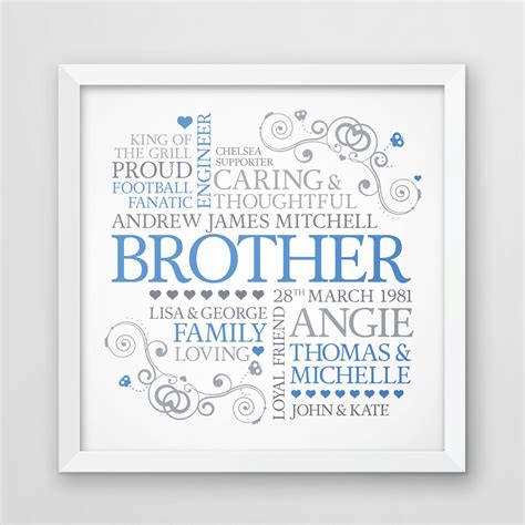 Brother Word Art Brother Print Personalised T T For
