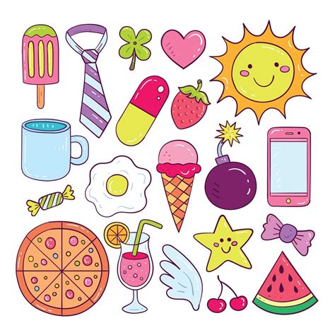 Cute Colorful Doodle Sticker Collection 2293728 Vector Art At Vecteezy