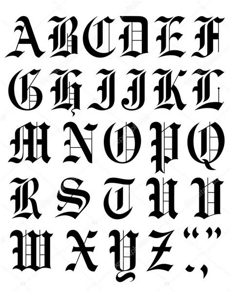 Set Gothic Font Vector Alphabet Sketch — Stock Vector © 1rudvi 199345188