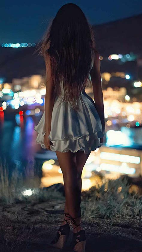 Night Alone White Skirt Girl Iphone Wallpapers Iphone Wallpapers In