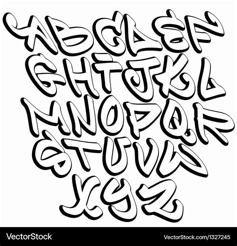 Graffiti Font Alphabet Letters Royalty Free Vector Image