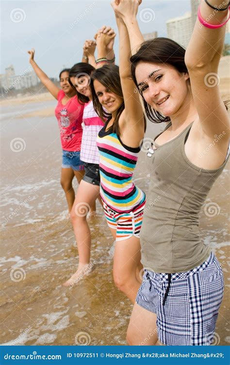 Teen Girls On Beach Stock Image Image Of Game Friendship 10972511