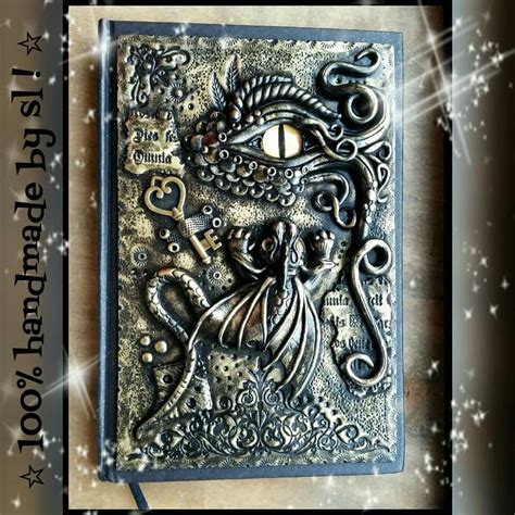 Dragon Polymer Clay Journal Notebook Cover Handmade Book Of Shadows Bos