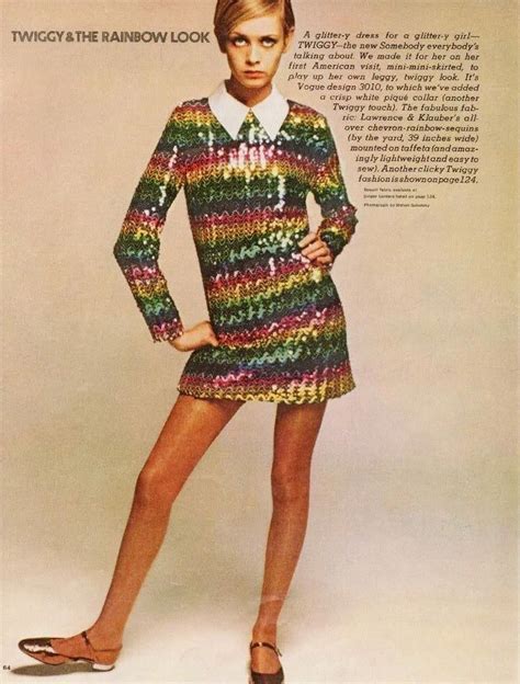 Twiggy Wearing Custom Made Sequin Dress In Ladies Home Journal October