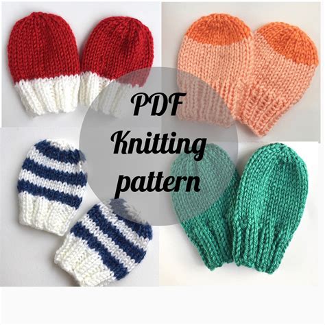 Super Easy Newborn Mittens Knitting Pattern Baby Scratch Etsy