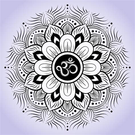 Premium Vector Hand Drawn Mandala Art With Om Hindi Calligraphy