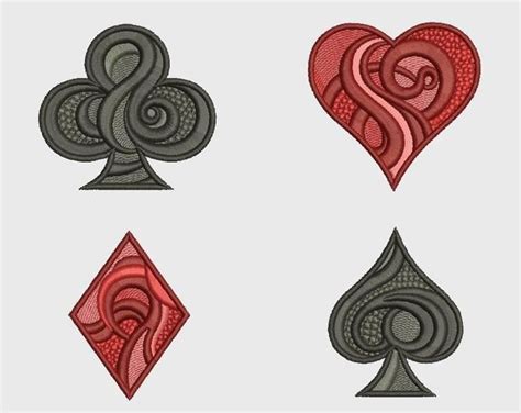 Fluidity suits some creative types, and they tend to work with modern styles. Playing Card Suits Spade Heart Diamond Club Machine Embroidery Design Bridge Game Poker Suit ...