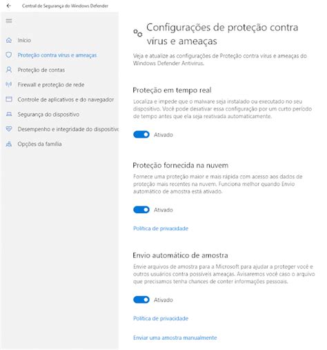 Configuração Do Windows Defender 10