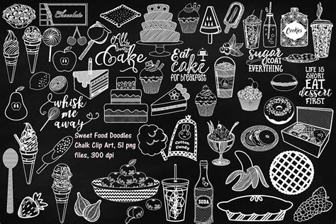 Chalk Sweet Junk Food Doodles Clip Art