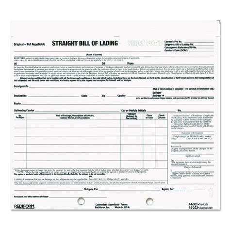 Bill Of Lading Short Form By Rediform® Red44301