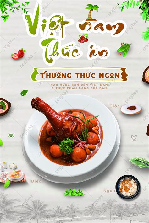 Gambar Poster Iklan Makanan Vietnam Yang Cerah Templat untuk Unduh