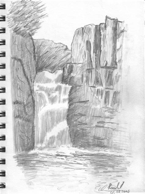 Easy Drawing Ideapencil Easy Waterfall Drawing Drawing Pencil Drawing