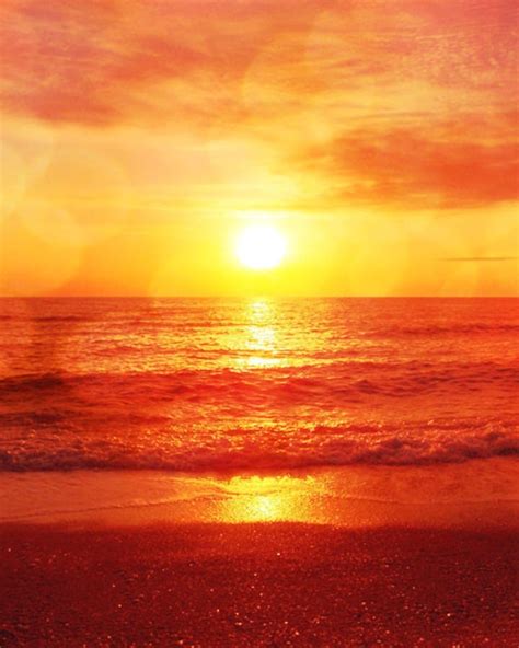 Beach Sunset Photograph Red Orange Yellow By Sevenelevenstudios