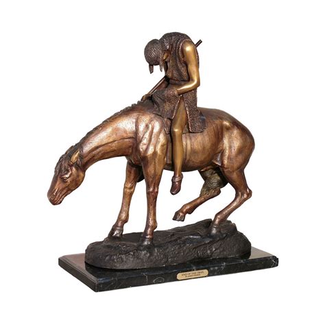 Bronze Frederick Remington End Of The Trail Tabletop Sculpture