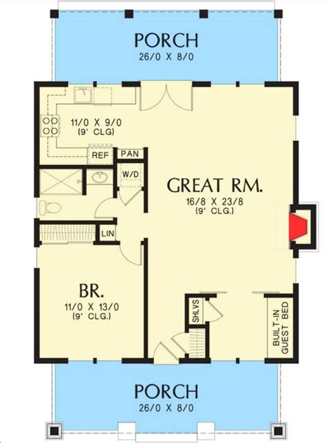 7 Craftsman Style Floor Plans Under 1000 Square Feet Guest House