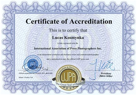 Accreditation Certification Accreditation Certificate Press Accreditation