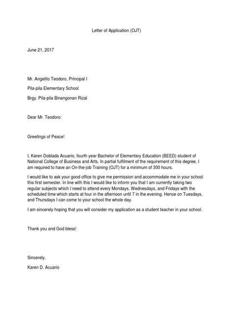 Sep 14, 2019 · an application letter for a vacant position is generally sent by the candidate to the employer along with the resume. Application Letter | Primary Education | Academia