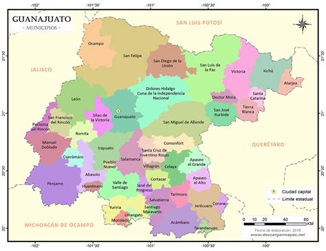 Mapa de municipios de Guanajuato | DESCARGAR MAPAS