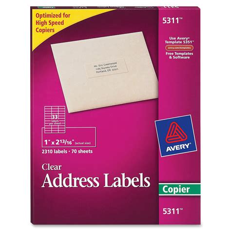 Avery Rectangle 1 X 281 Clear Mailing Label 2310 Per Box Clear