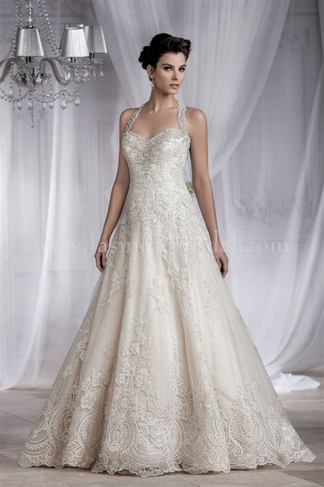 T182064 Sweetheart Neckline Lace Wedding Dress With Detachable Beaded Halter Straps