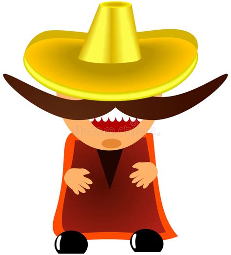 Mexicano En El Sombrero Con Un Bigote Grande Vector Ilustración del