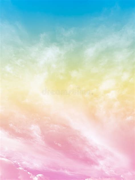 Cloud And Sky With A Pastel Rainbow Colored Background Stock Image