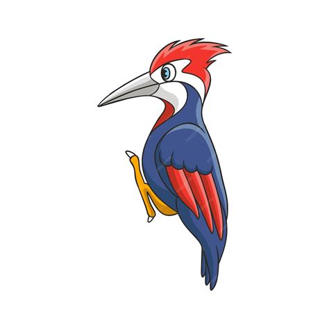 Ilustración De Dibujos Animados Pájaro Carpintero Fresco Vector Premium