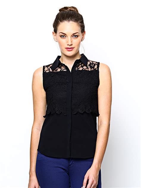 Buy Only Women Black Lace Semiformal Shirt 320 Apparel For Women