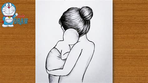 Mother Hugging Her Baby Drawing Sketch With Pencil Art Video Sar Lma