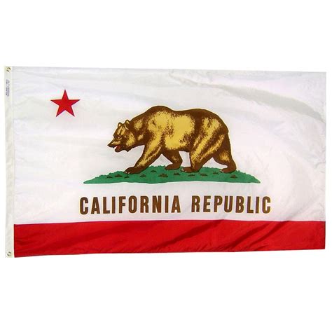 Contains a single red star, a red stripe along the bottom, and a california grizzly bear. Annin Flagmakers 4 ft. x 6 ft. California State Flag ...