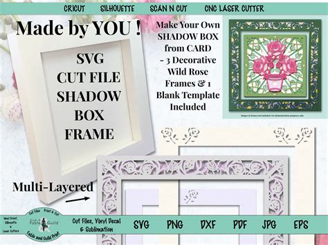 3D Shadow Box Picture Frame Template, Multi-Layer SVG Files Cricut
