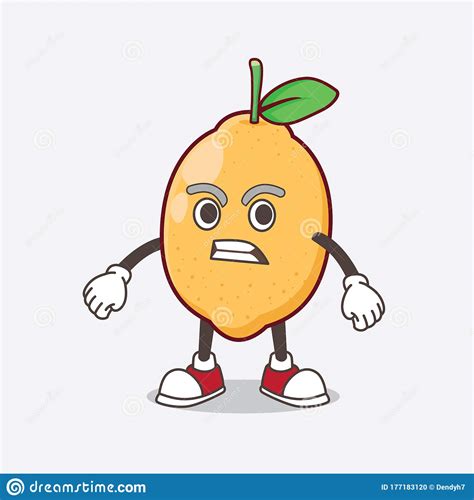 Lemon Fruit Cartoon Mascot Character With Angry Face Stock Vector