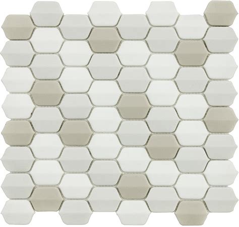 Vetro Dterra Glass Calacatta Elongated Hexagon Mosaics Rocky Point