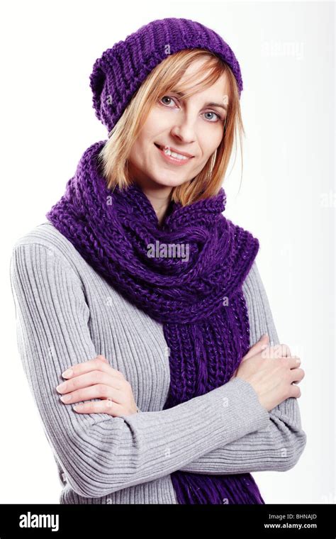 Woman In Winter Cap Stock Photo Alamy